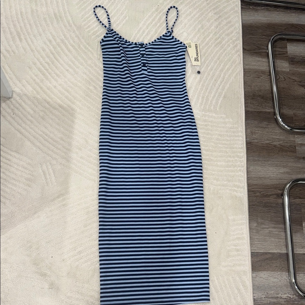 Navy Blue Midi Striped Dress